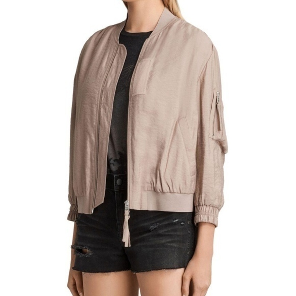 All saints Angie dusty pink bomber jacket size M